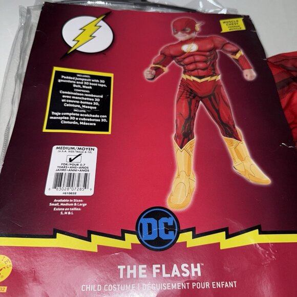 The Flash Halloween Costume Boys Size Medium 8 10 Muscle Chest Jumpsuit Rubies - Picture 14 of 14